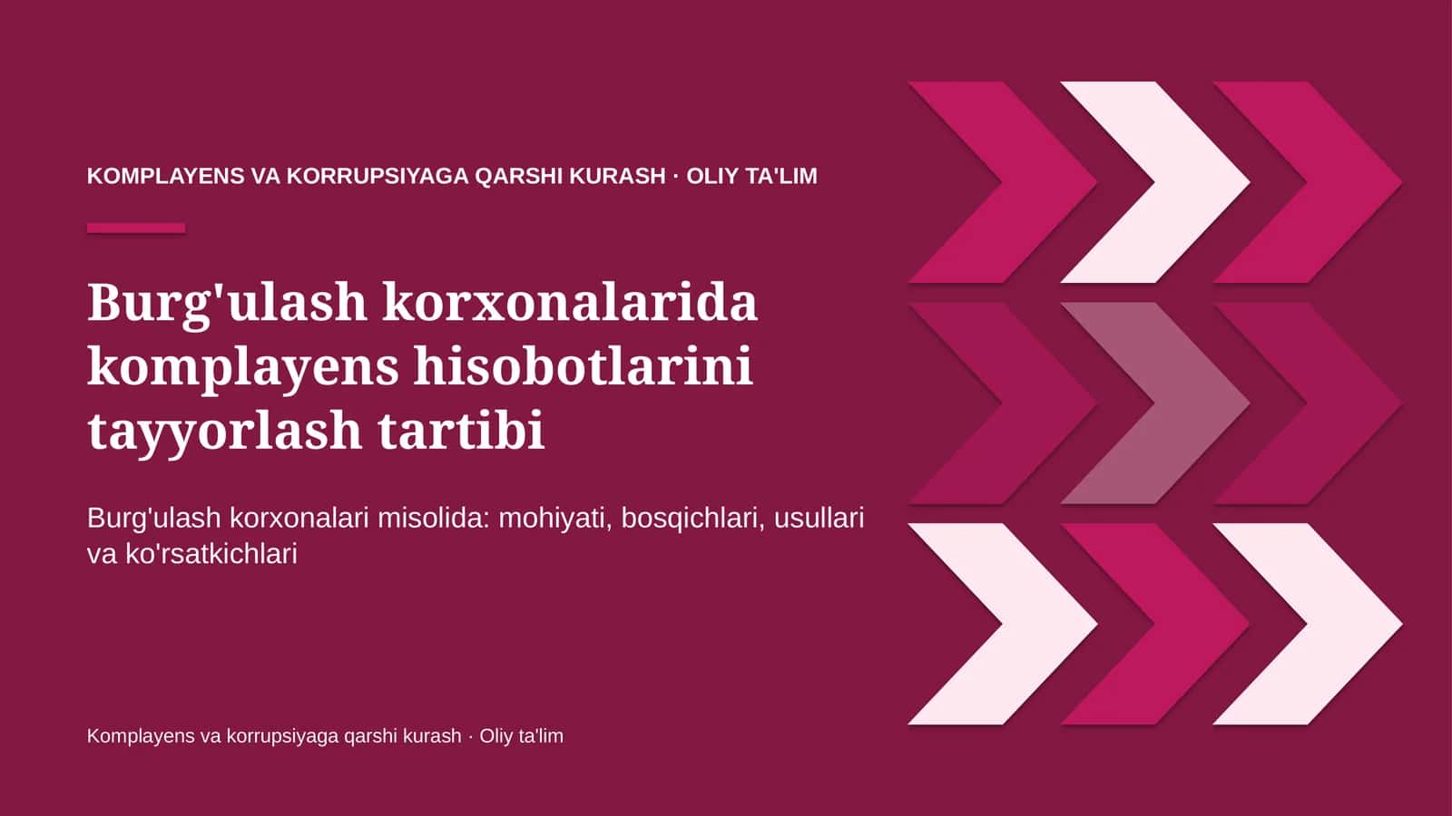 Burg'ulash korxonalarida komplayens hisobotlarini tayyorlash tartibi