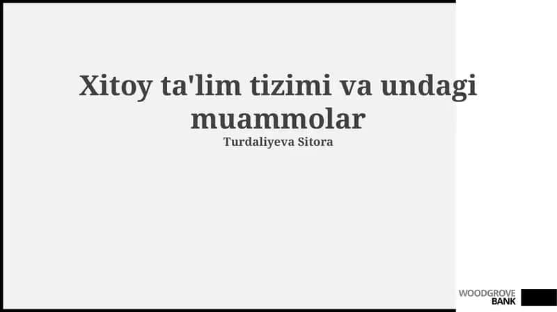 Xitoy ta'lim tizimi va undagi muammolar