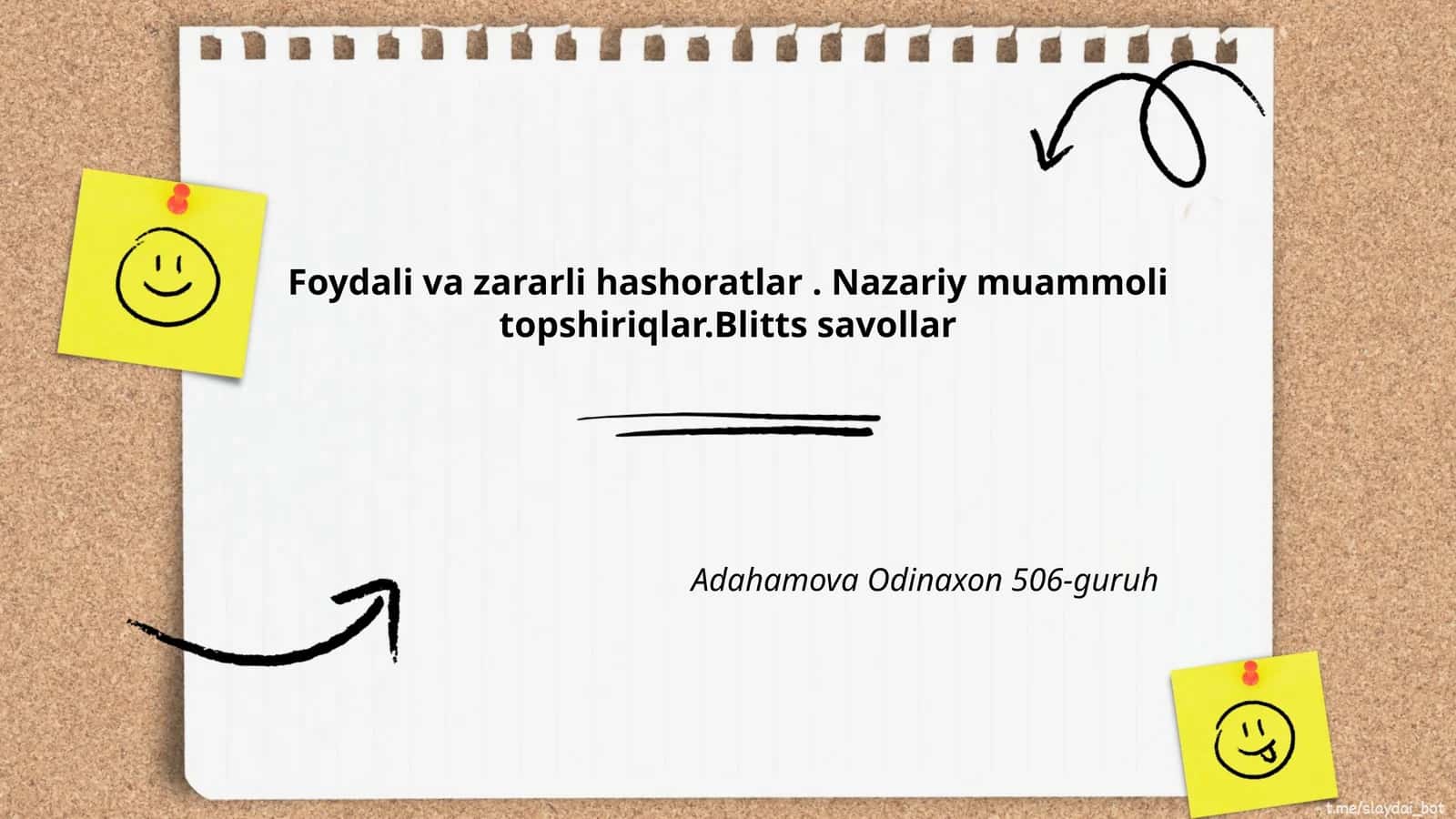 Foydali va zararli hashoratlar. Nazariy muammoli topshiriqlar