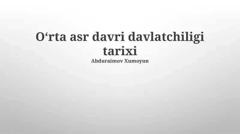 Oʻrta asr davri davlatchiligi tarixi