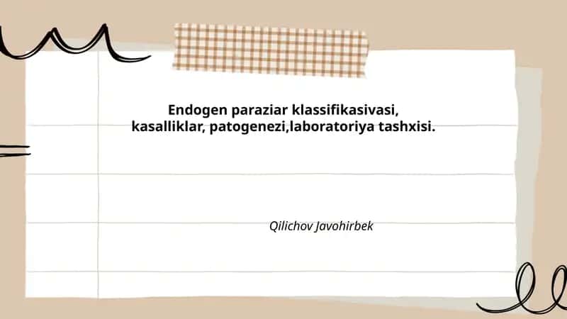 Endogen paraziar klassifikasivasi