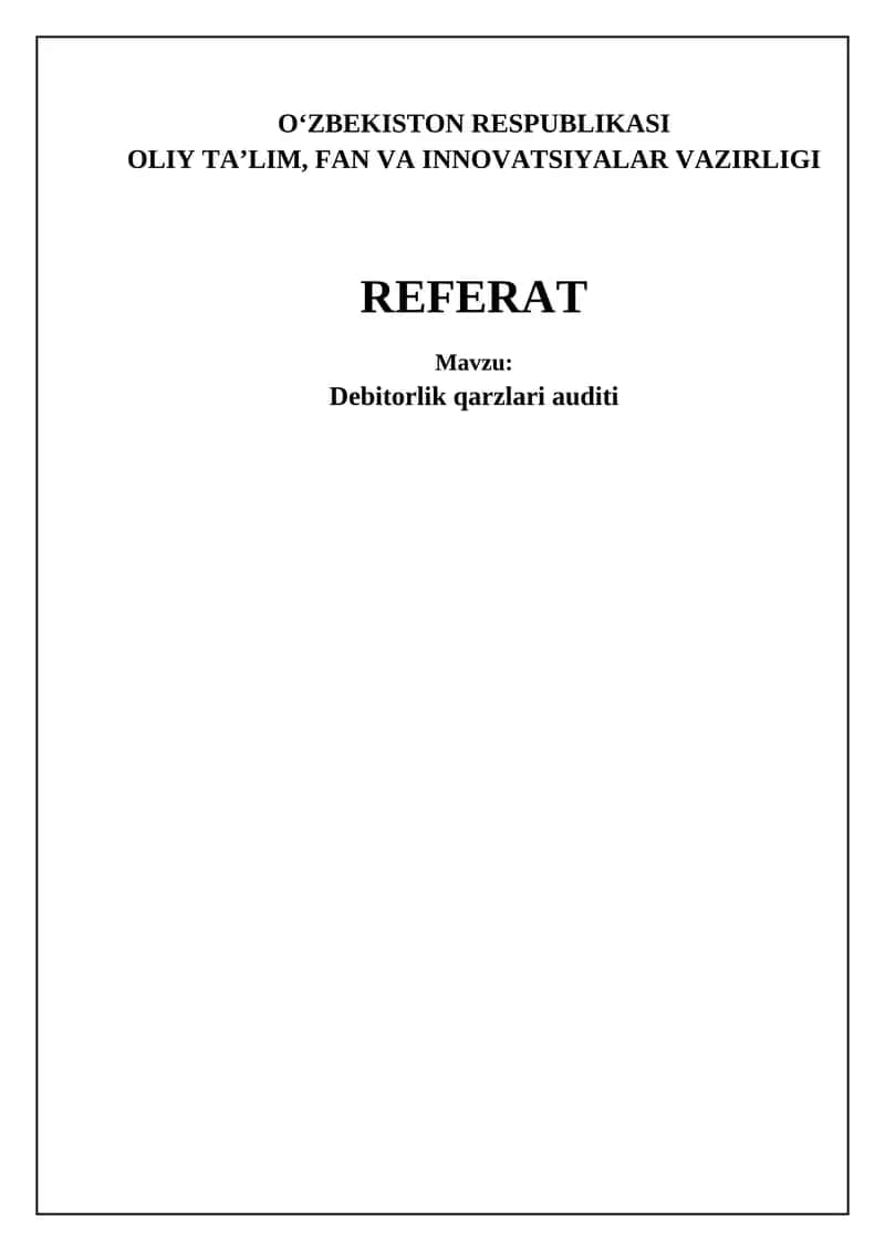 Debitorlik qarzlari auditi