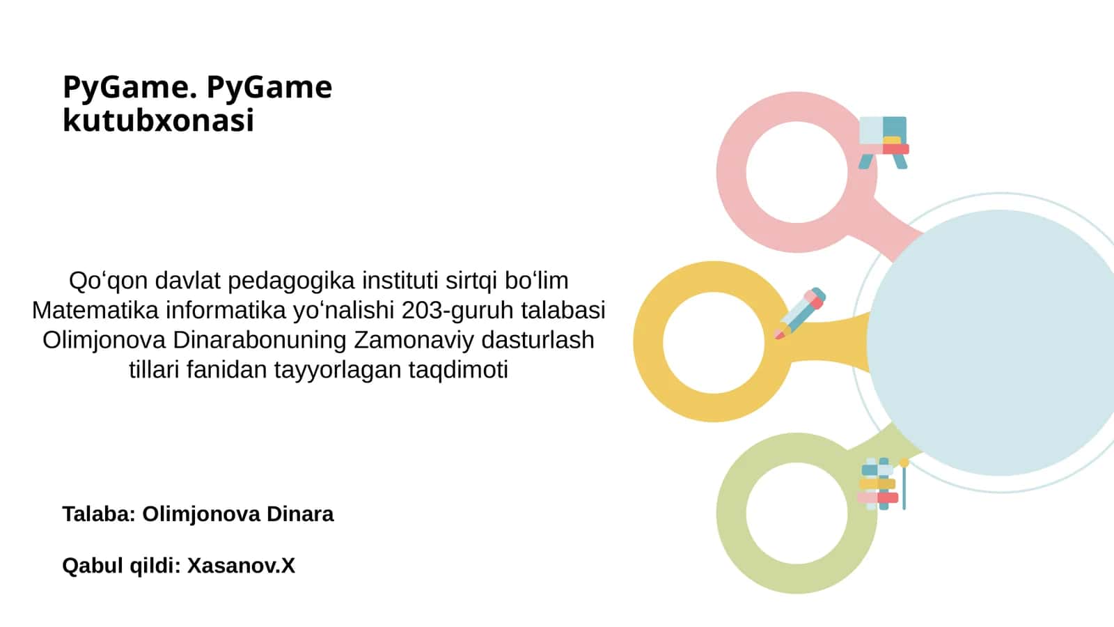 PyGame. PyGame kutubxonasi