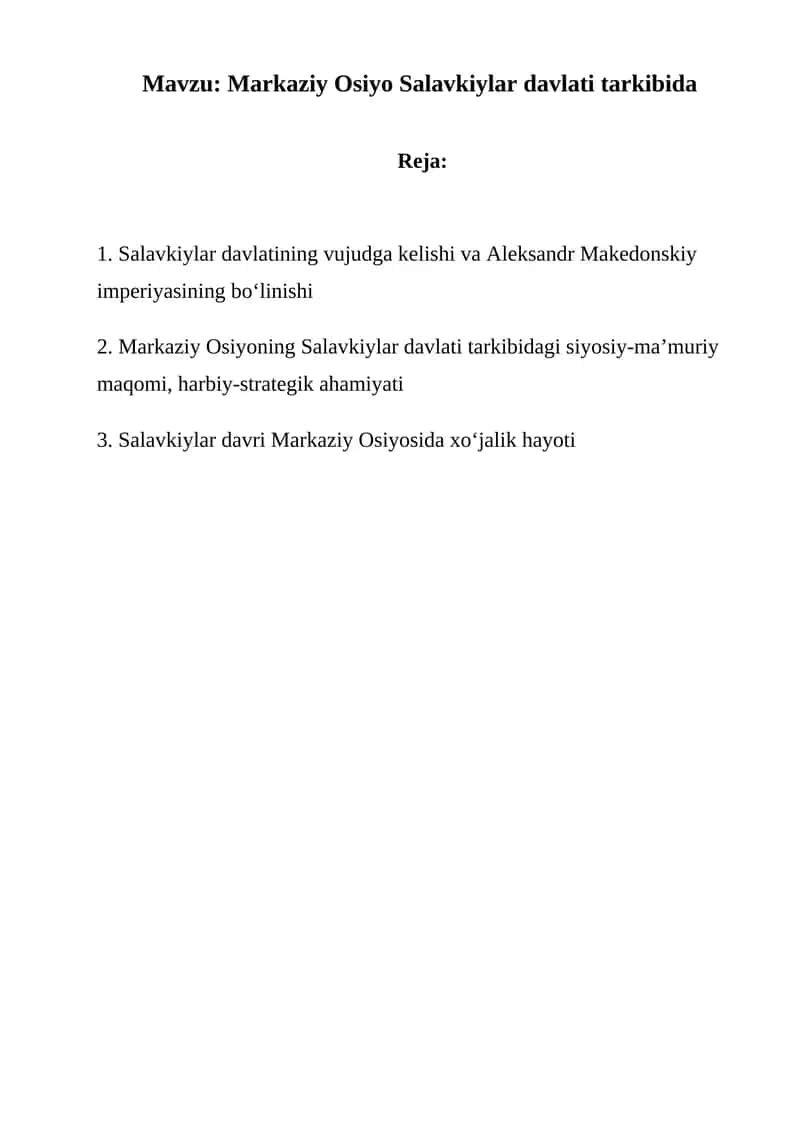 Markaziy Osiyo Salavkiylar davlati tarkibida