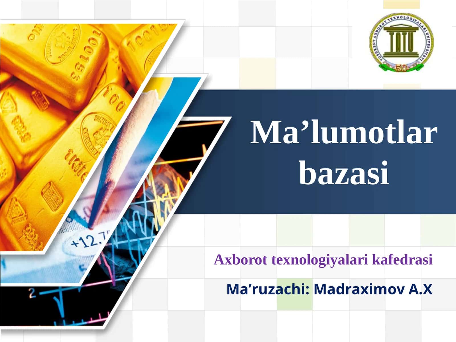 Kirish. Ma’lumotlar bazasining maqsadi, vazifalari va asosiy talablar