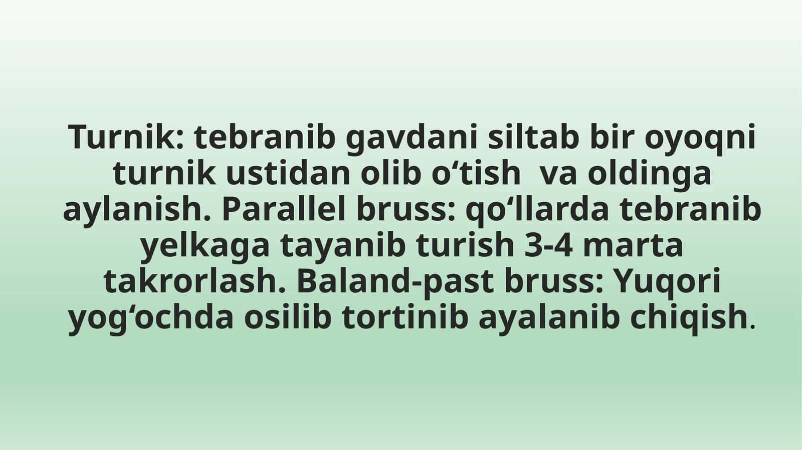 Turnik, Parallel bruss, Baland-past bruss