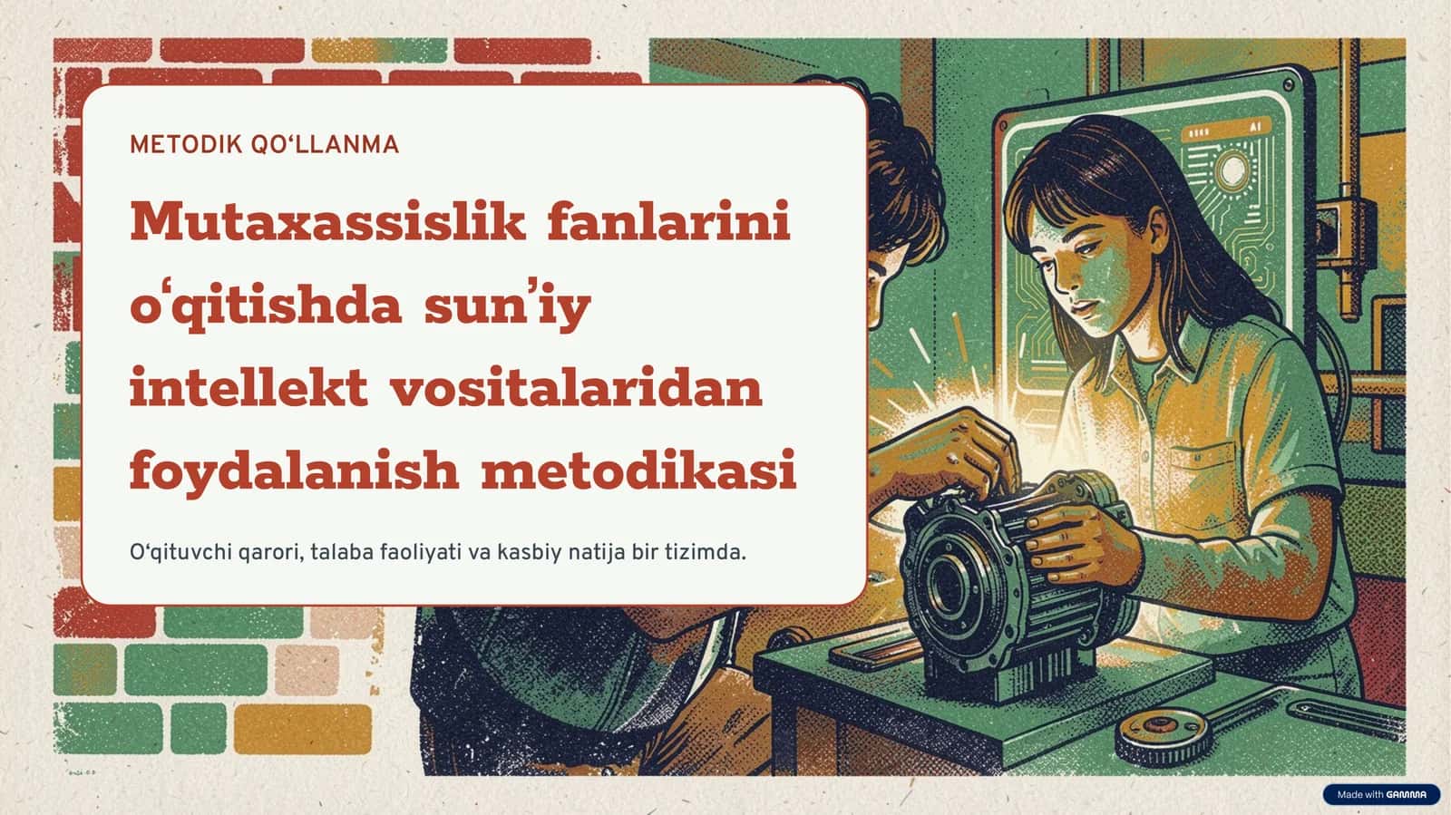 Mutaxassislik fanlarini o‘qitishda sun’iy intellekt vositalaridan foydalanish metodikasi