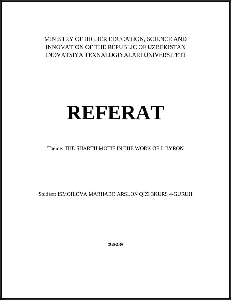 THE SHARTH MOTIF IN THE WORK OF J. BYRON