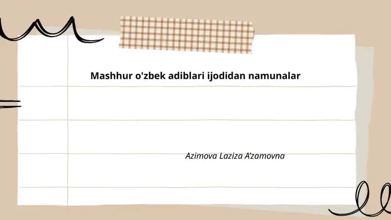 Alisher Navoiy ijodidan g'azal va ruboiy namunalar