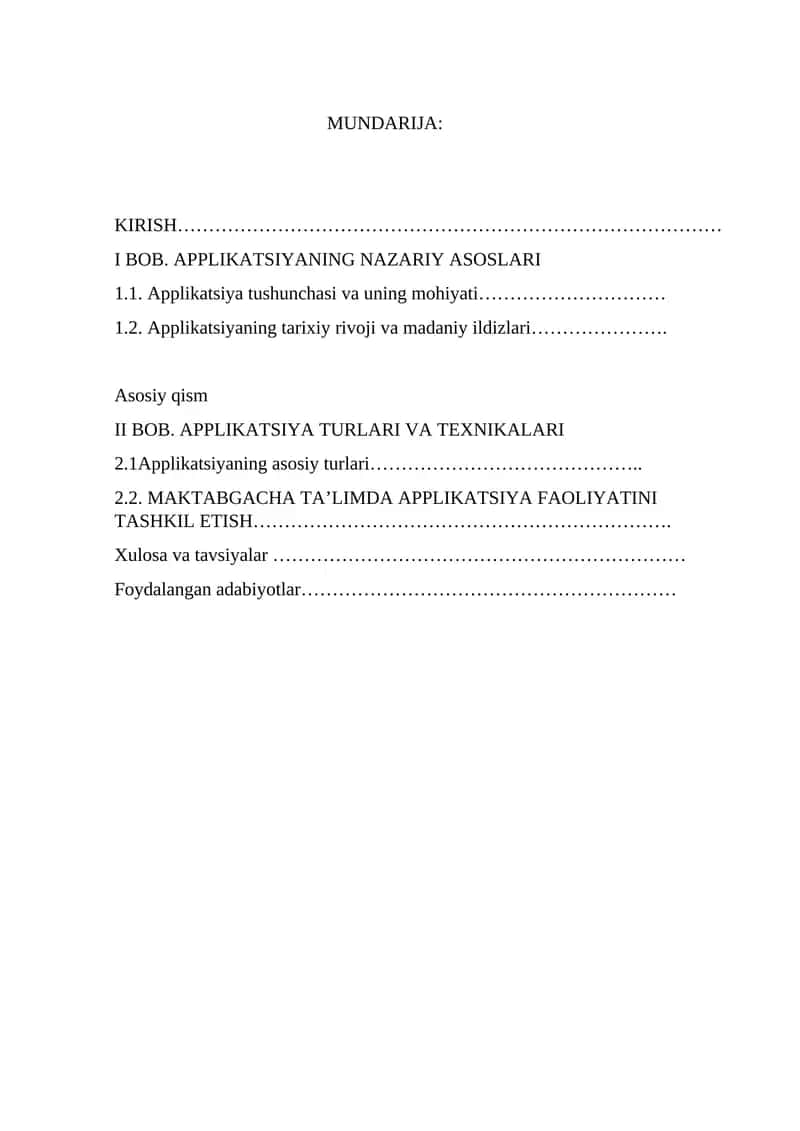 Applikatsiya Mashg'ulotlari