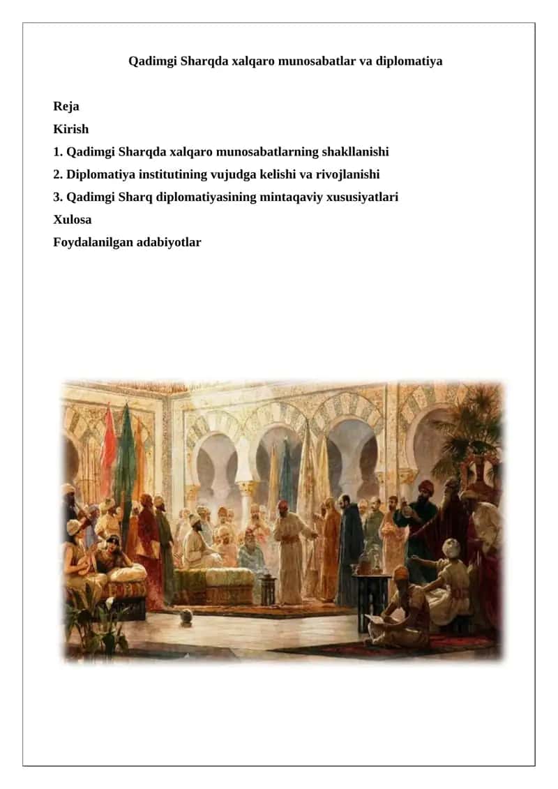 Qadimgi Sharqda xalqaro munosabatlar va diplomatiya