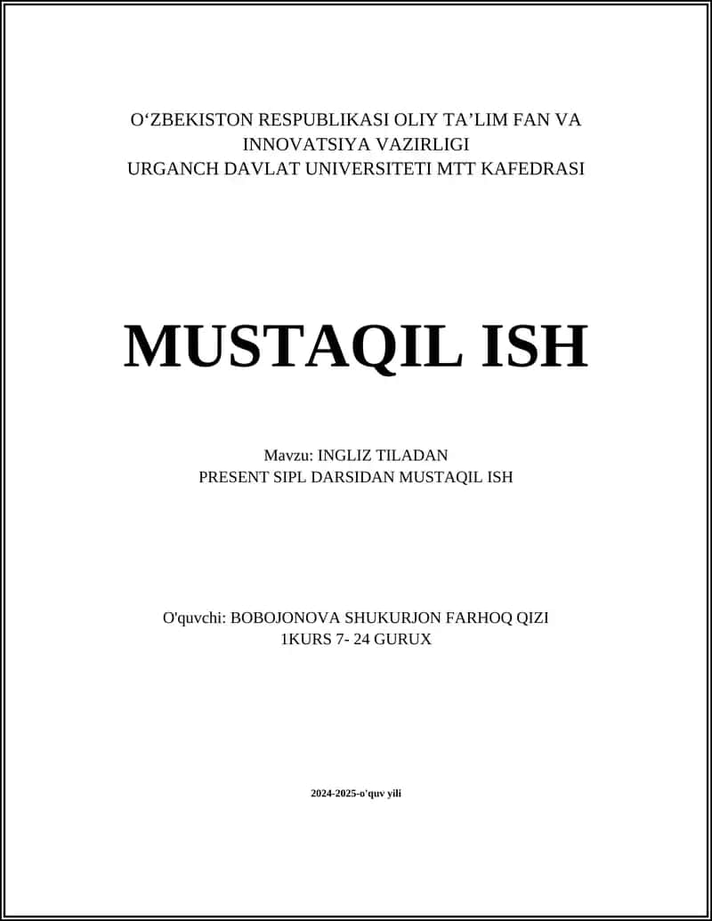 Hozirgi zamon oddiy zamon grammatikasi