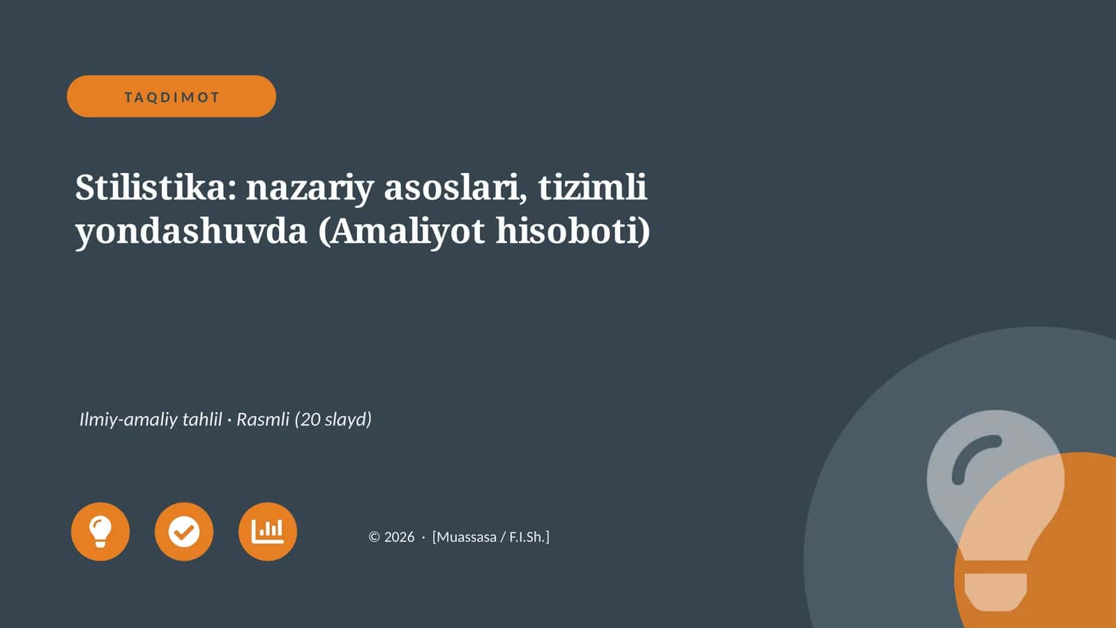 Stilistika: nazariy asoslari, tizimli yondashuvda (Amaliyot hisoboti)