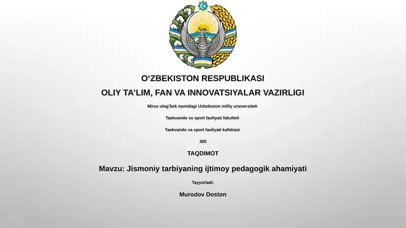 Jismoniy tarbiyaning ijtimoy pedagogik ahamiyati