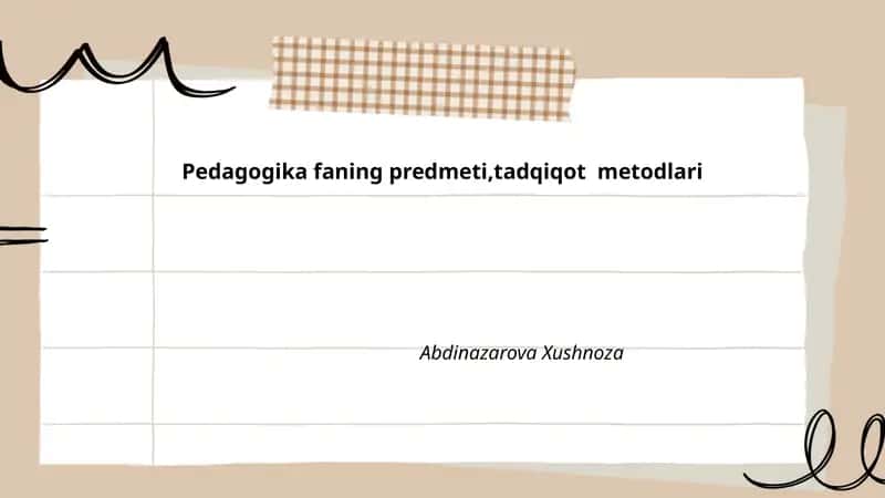 Pedagogika fanining predmeti va obyekti