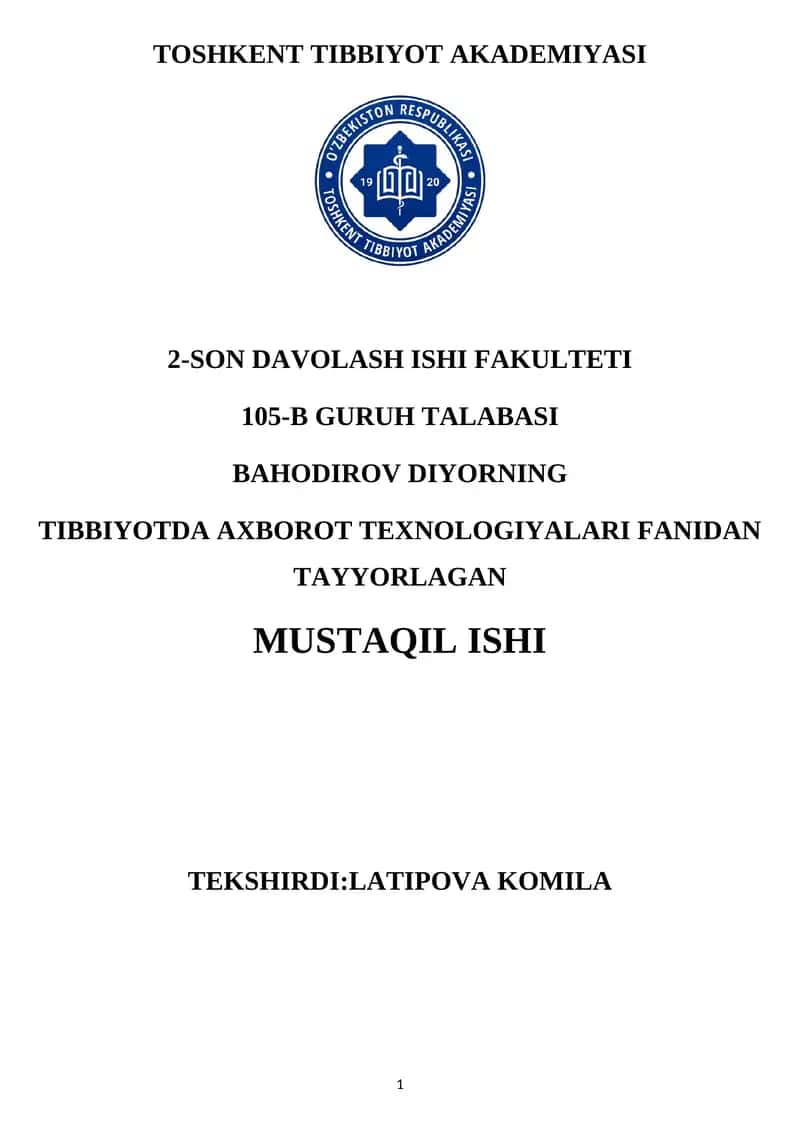 TIBBIY BIALOGIY MASALALARNI YECHISH BALGARITMLARINI DASTURLASHDA DELPHI DASTURLASH TILIDAN FOYDALANISH