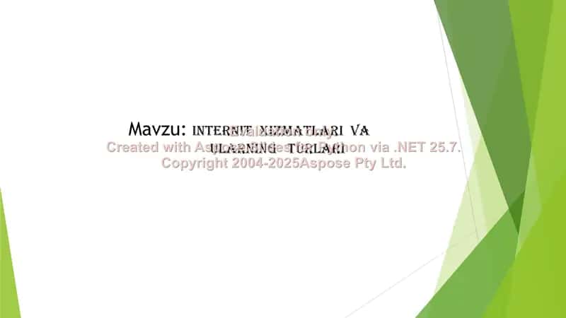 Internit xizmatlari va ularning turlari