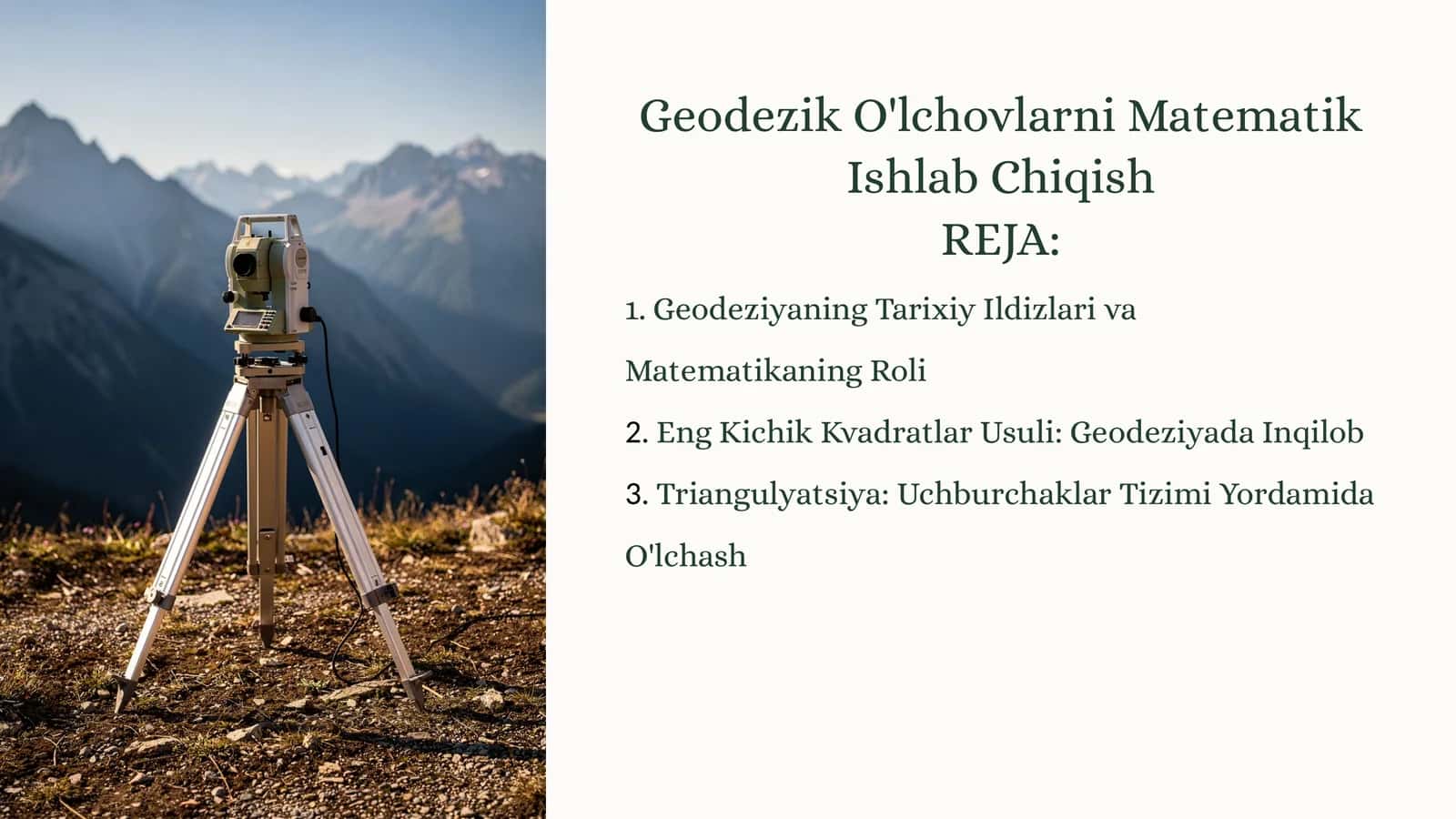 Geodezik O'lchovlarni Matematik Ishlab Chiqish