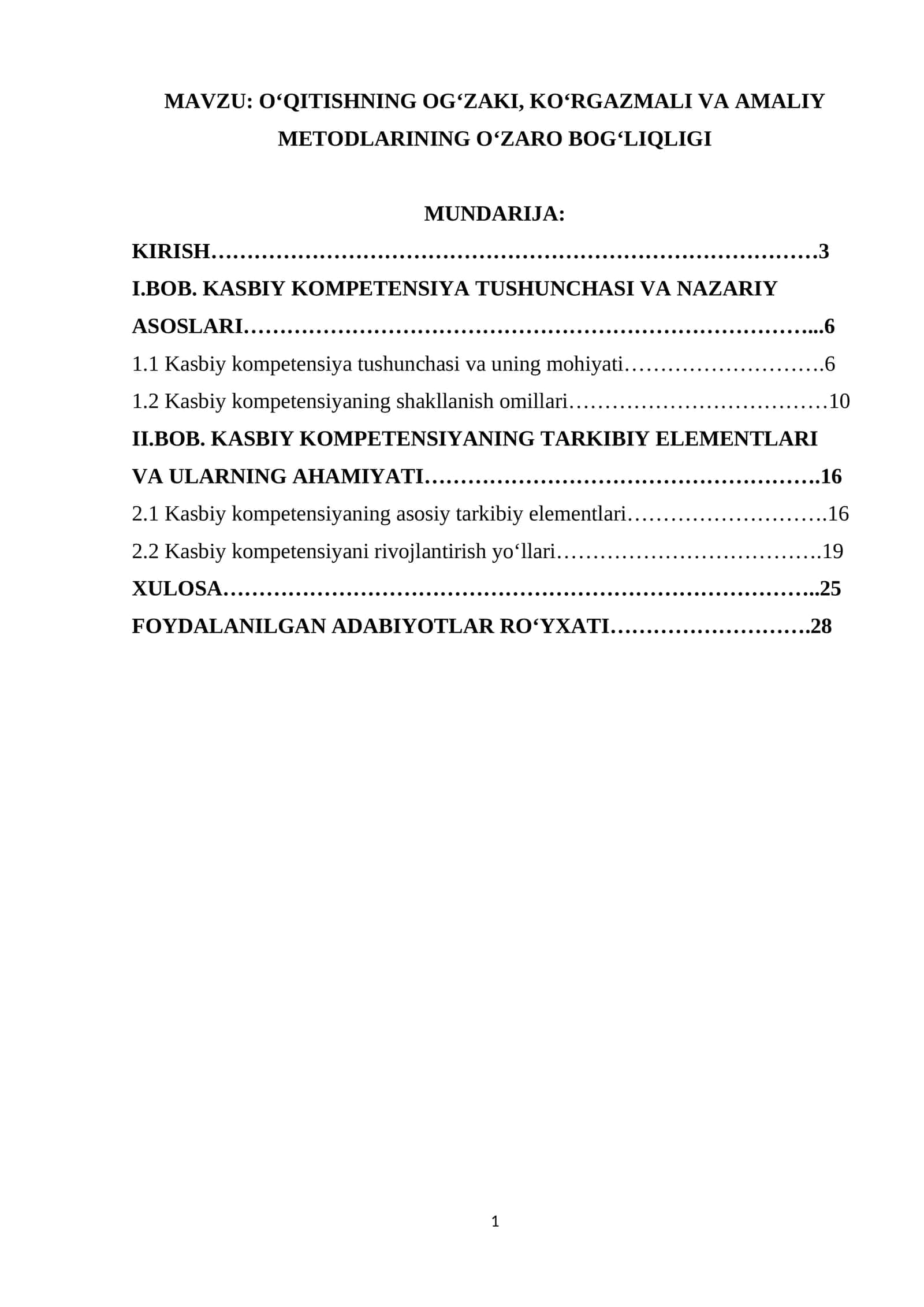 O‘QITISHNING OG‘ZAKI, KO‘RGAZMALI VA AMALIY METODLARINING O‘ZARO BOG‘LIQLIGI