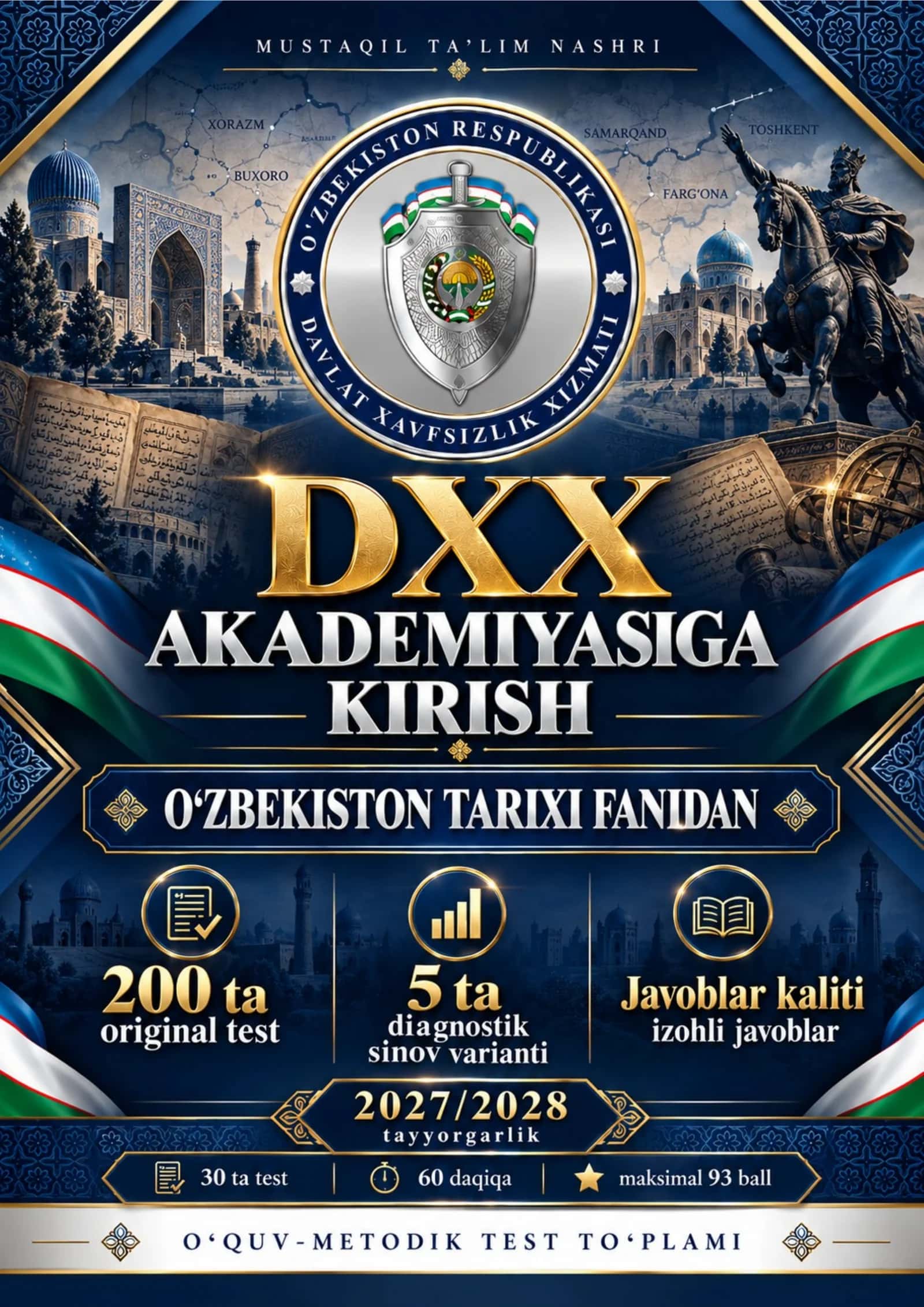 DXX AKADEMIYASIGA KIRISH O'zbekiston tarixi 200 test 2027-2028 QABUL.docx