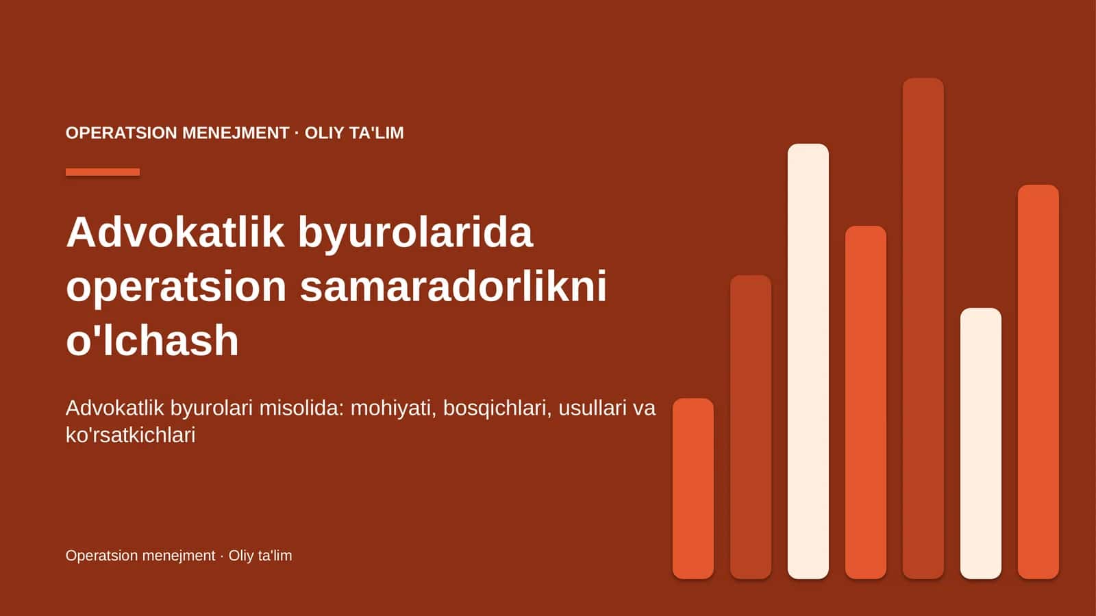Advokatlik byurolarida operatsion samaradorlikni o'lchash
