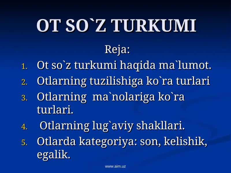 OT SO`Z TURKUMI