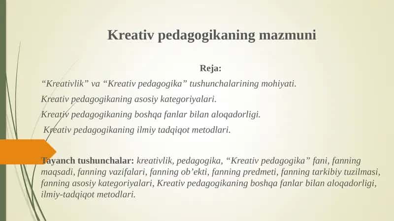 Kreativ pedagogikaning mazmuni