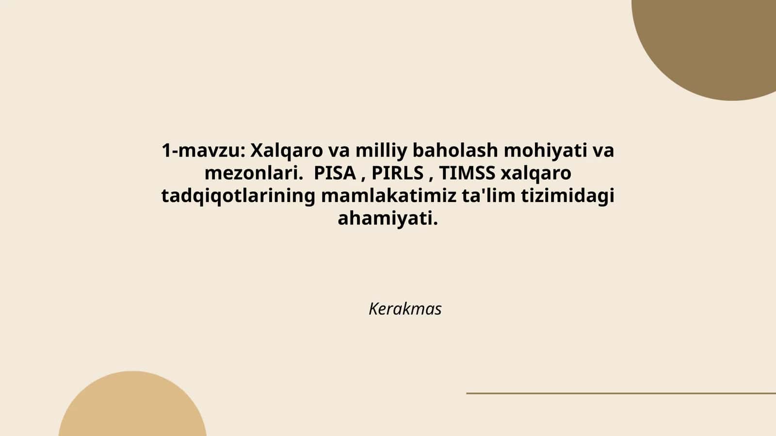 Xalqaro va milliy baholash