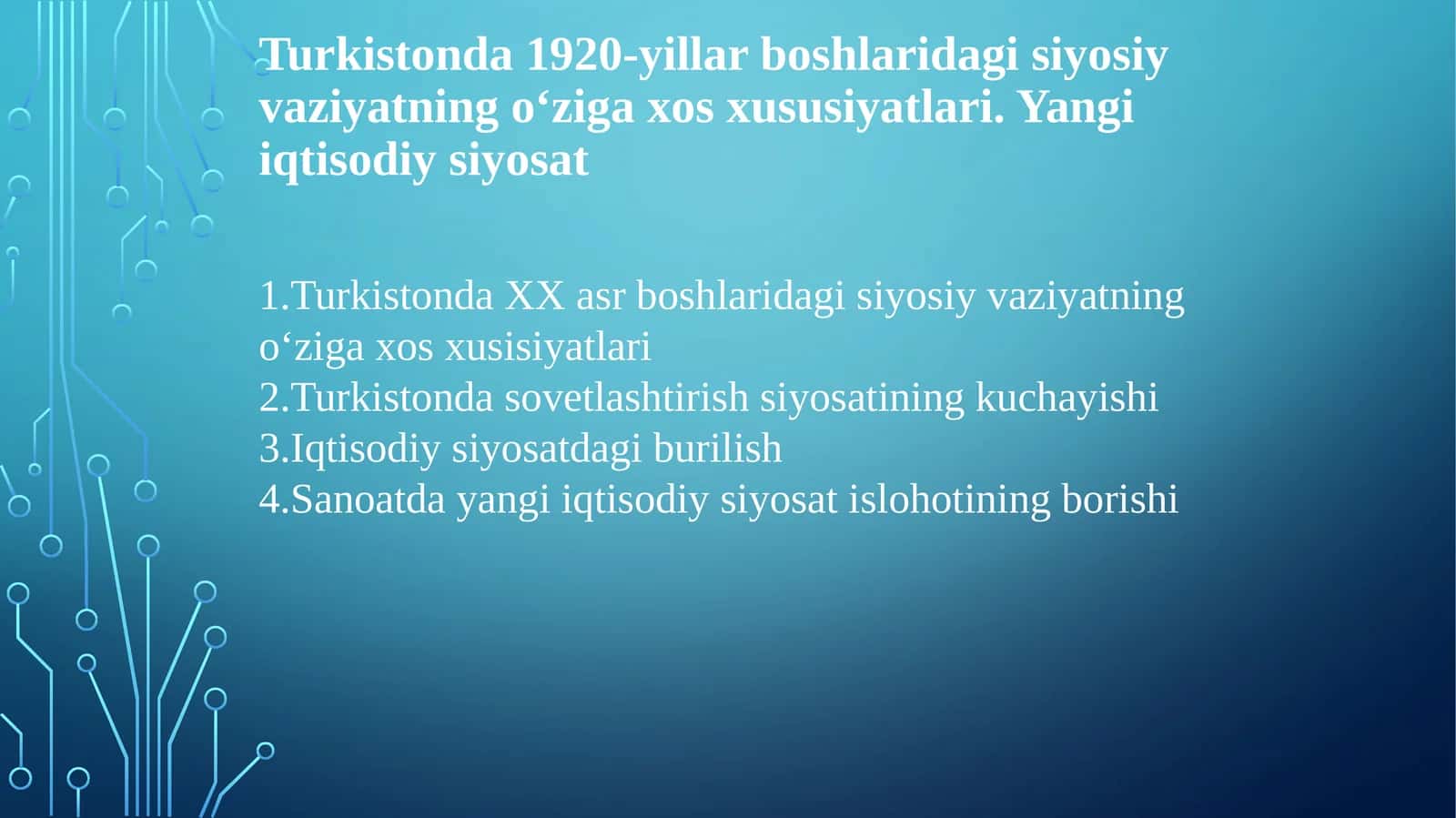 Turkistonda 1920-yillar boshlaridagi siyosiy vaziyatning o‘ziga xos xususiyatlari