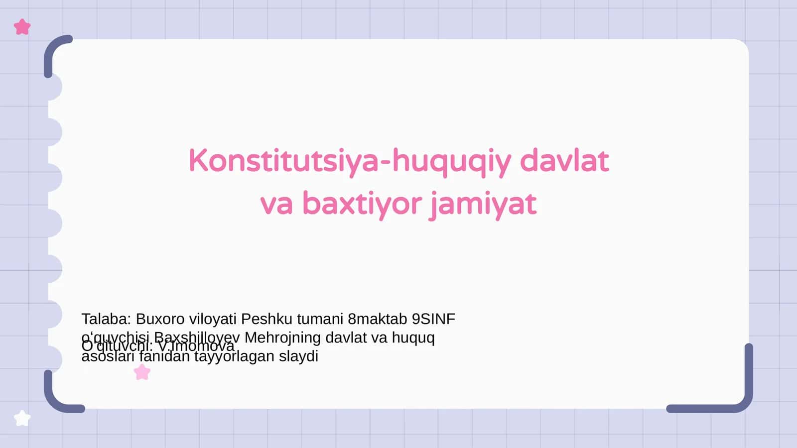KONSTITUTSIYANING ASOSIY MAQSADI