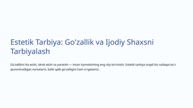 Estetik Tarbiya