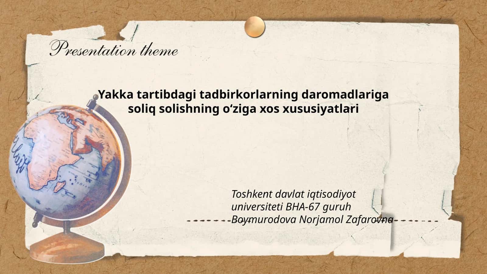 Yakka tartibdagi tadbirkorlarning daromadlariga soliq solishning oʻziga xos xususiyatlari