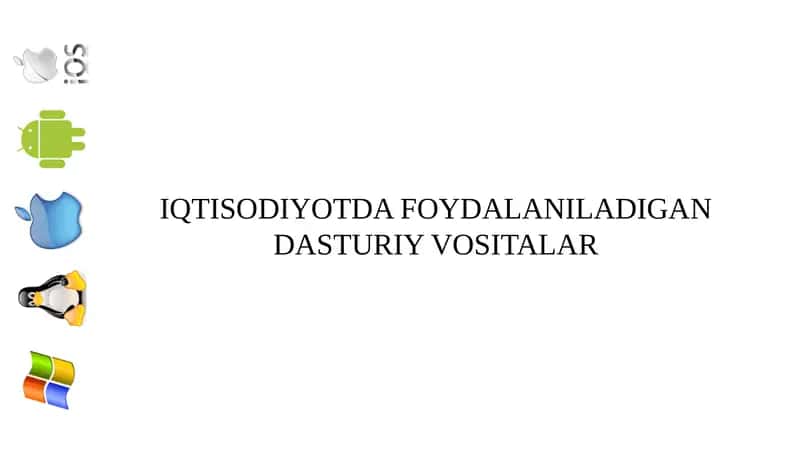 IQTISODIYOTDA FOYDALANILADIGAN DASTURIY VOSITALAR