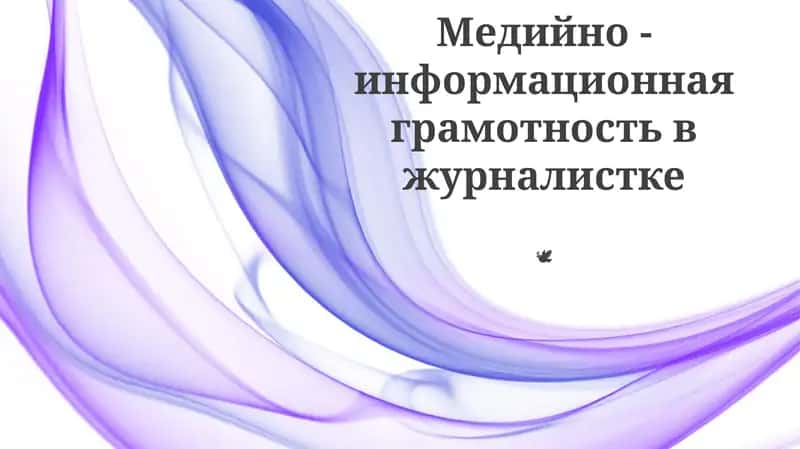 Медийно - информационная грамотность в журналистке