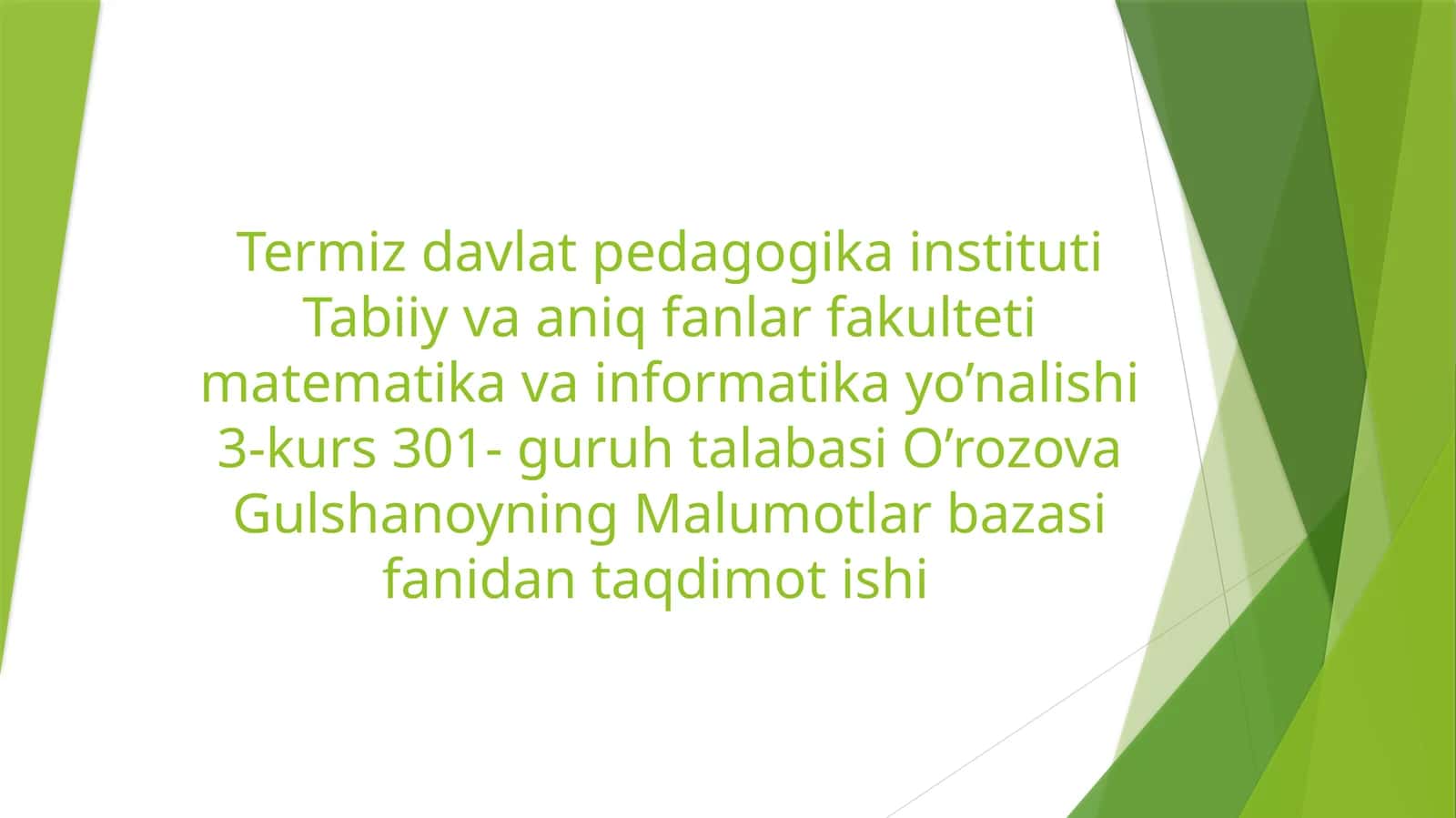 Malumotlar bazasi