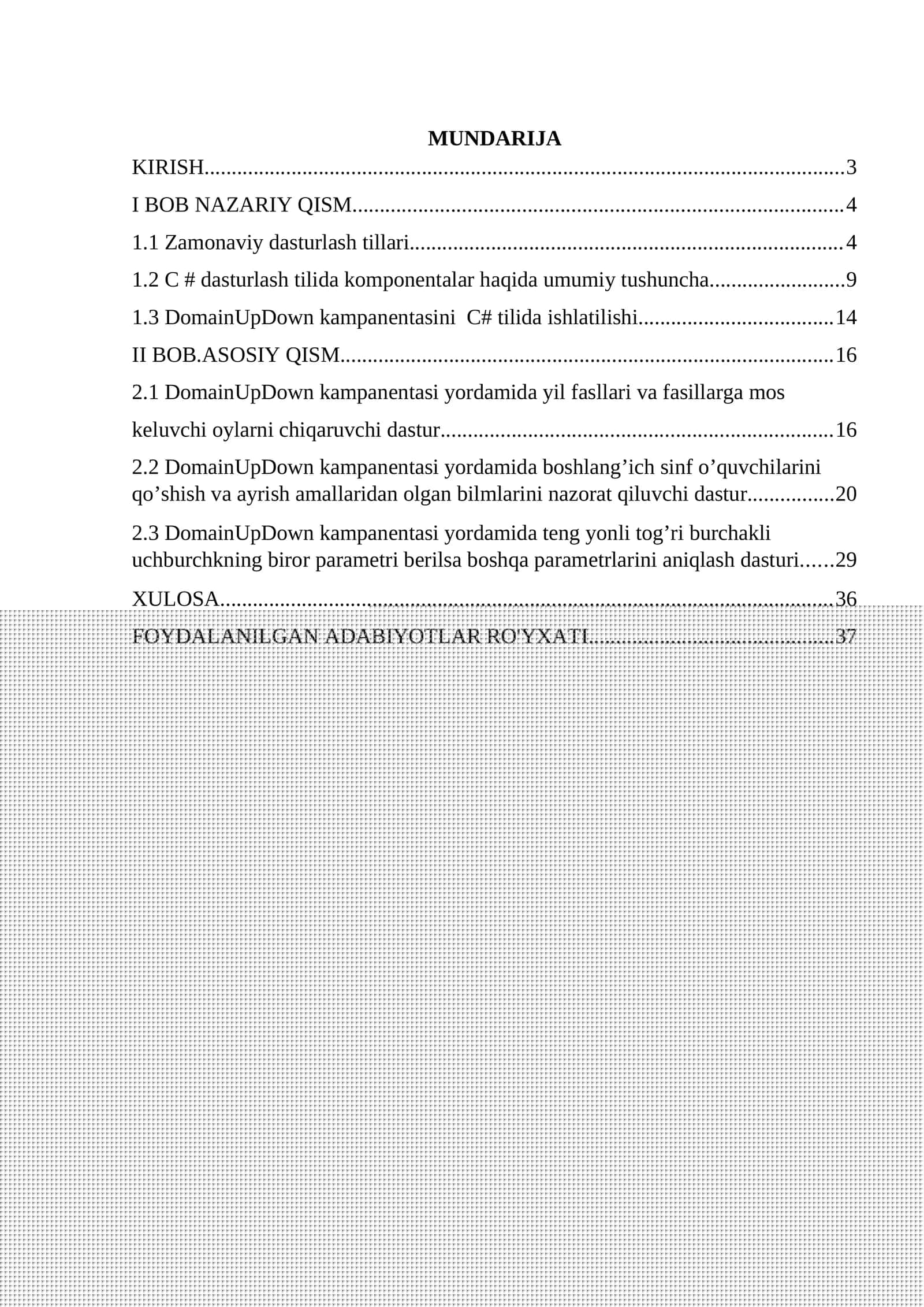 DomainUpDown kampanentasi yordamida C# tilida dastur yaratish