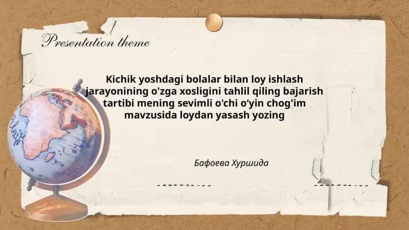 Mening sevimli o'chi oʻyin chog'im mavzusida loydan yasash