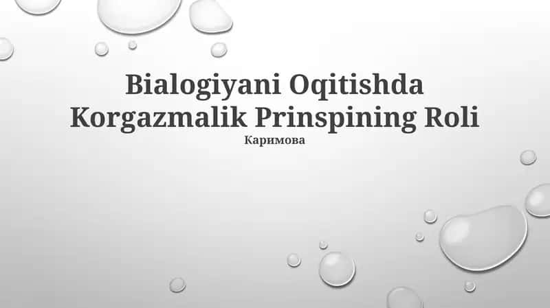 Bialogiyani Oqitishda Korgazmalik Prinspining Roli
