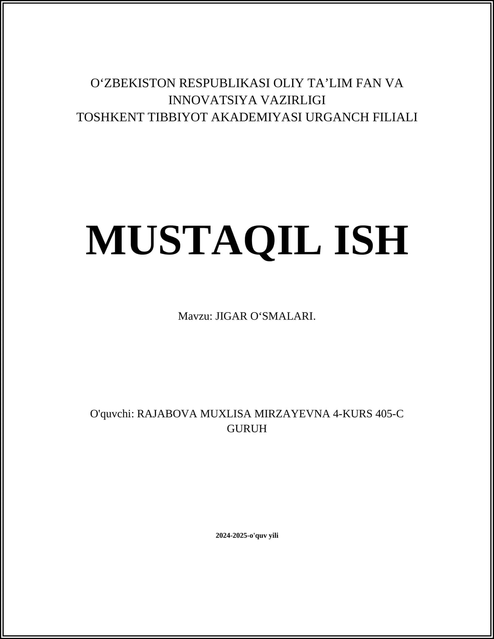Jigar Oʻsmalari Turlari