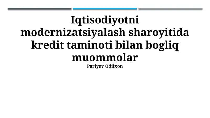 Kredit portfeli sifatining yomonlashuvi