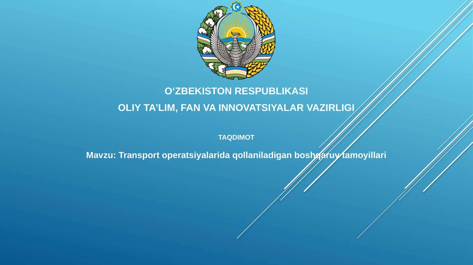 Transport operatsiyalarida qollaniladigan boshqaruvtamoyillari