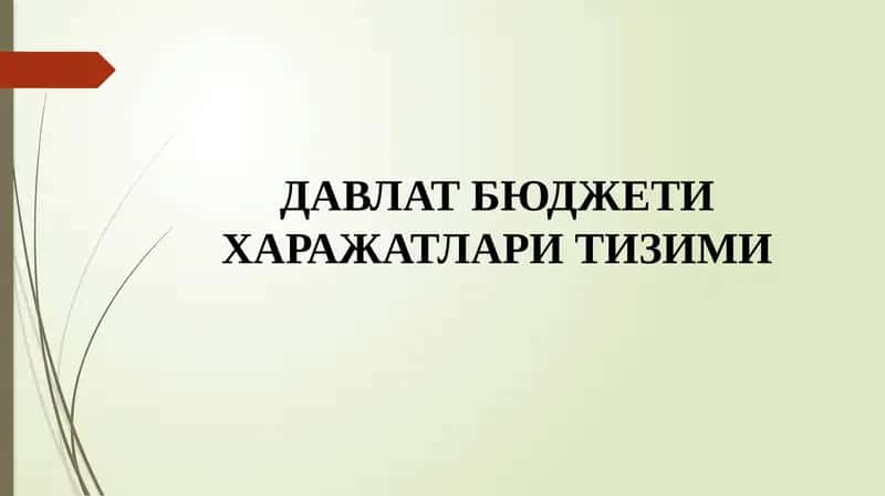 ДАВЛАТ БЮДЖЕТИ ХАРАЖАТЛАРИ ТИЗИМИ