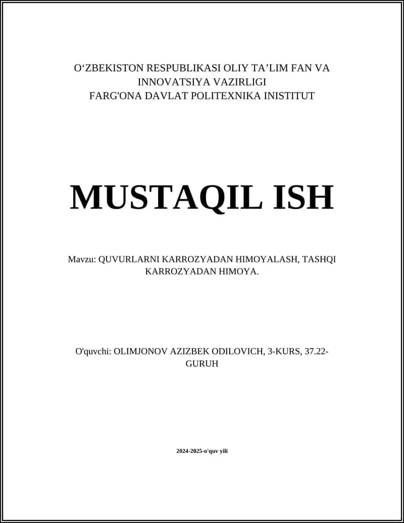 Karrozyaga qarshi himoya materiallari