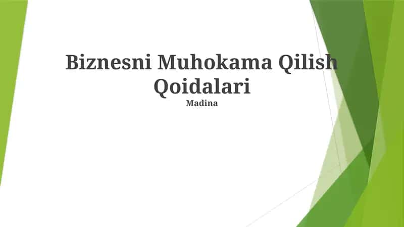 Biznesni Muhokama Qilish Qoidalari