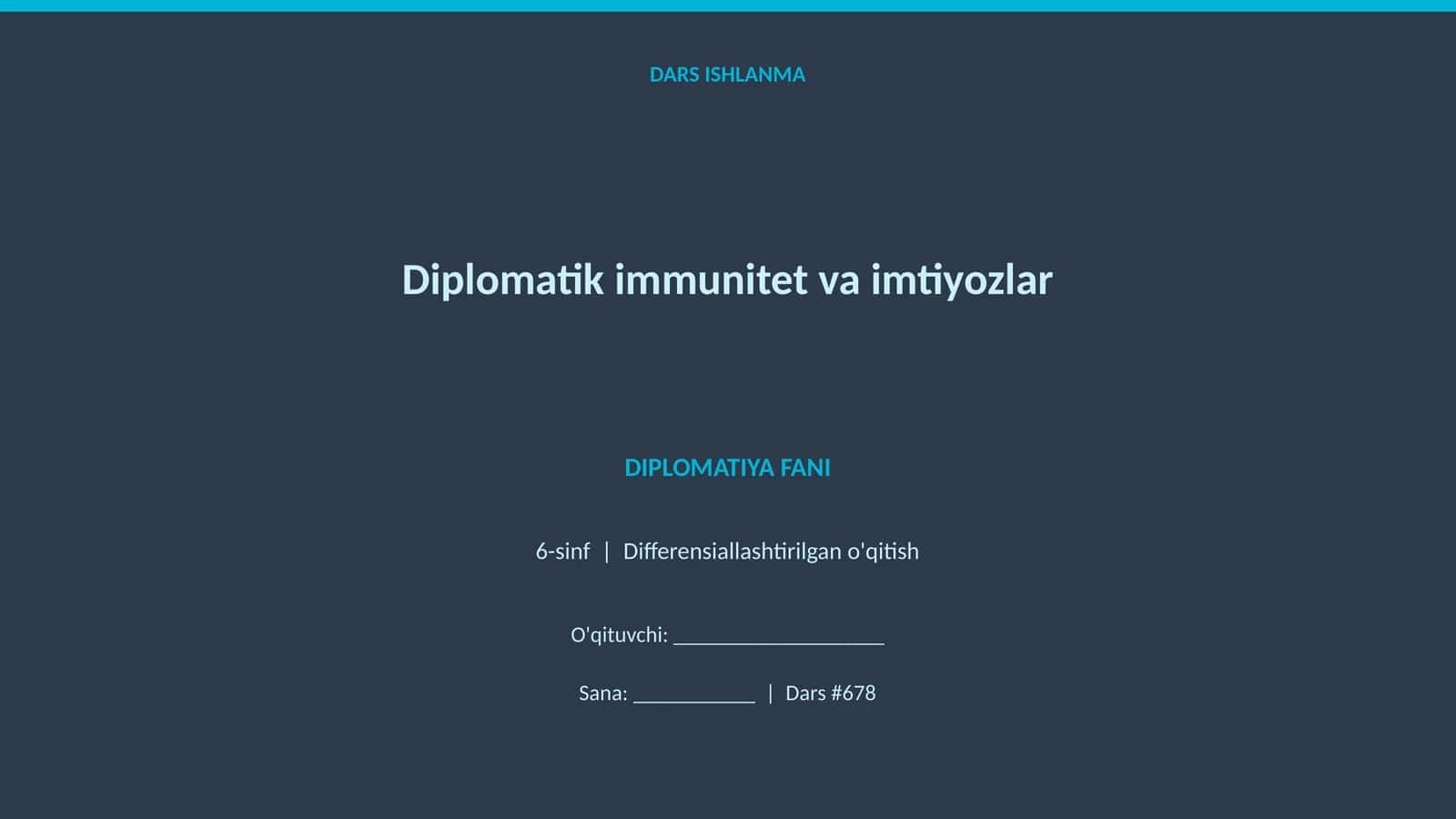 Diplomatik immunitet va imtiyozlar