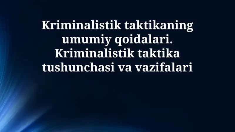 Kriminalistik taktika