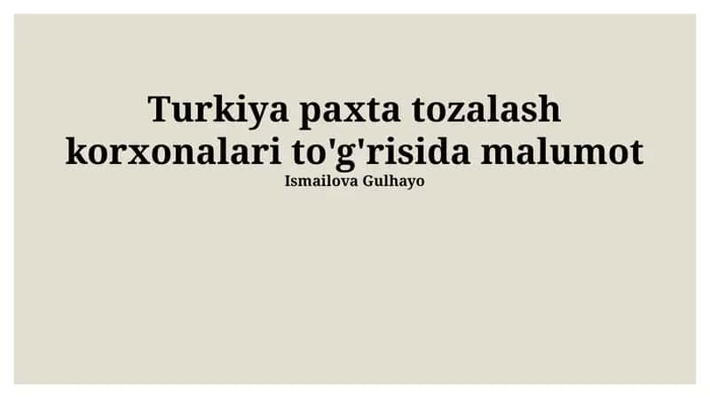 Turkiya paxta tozalash korxonalari