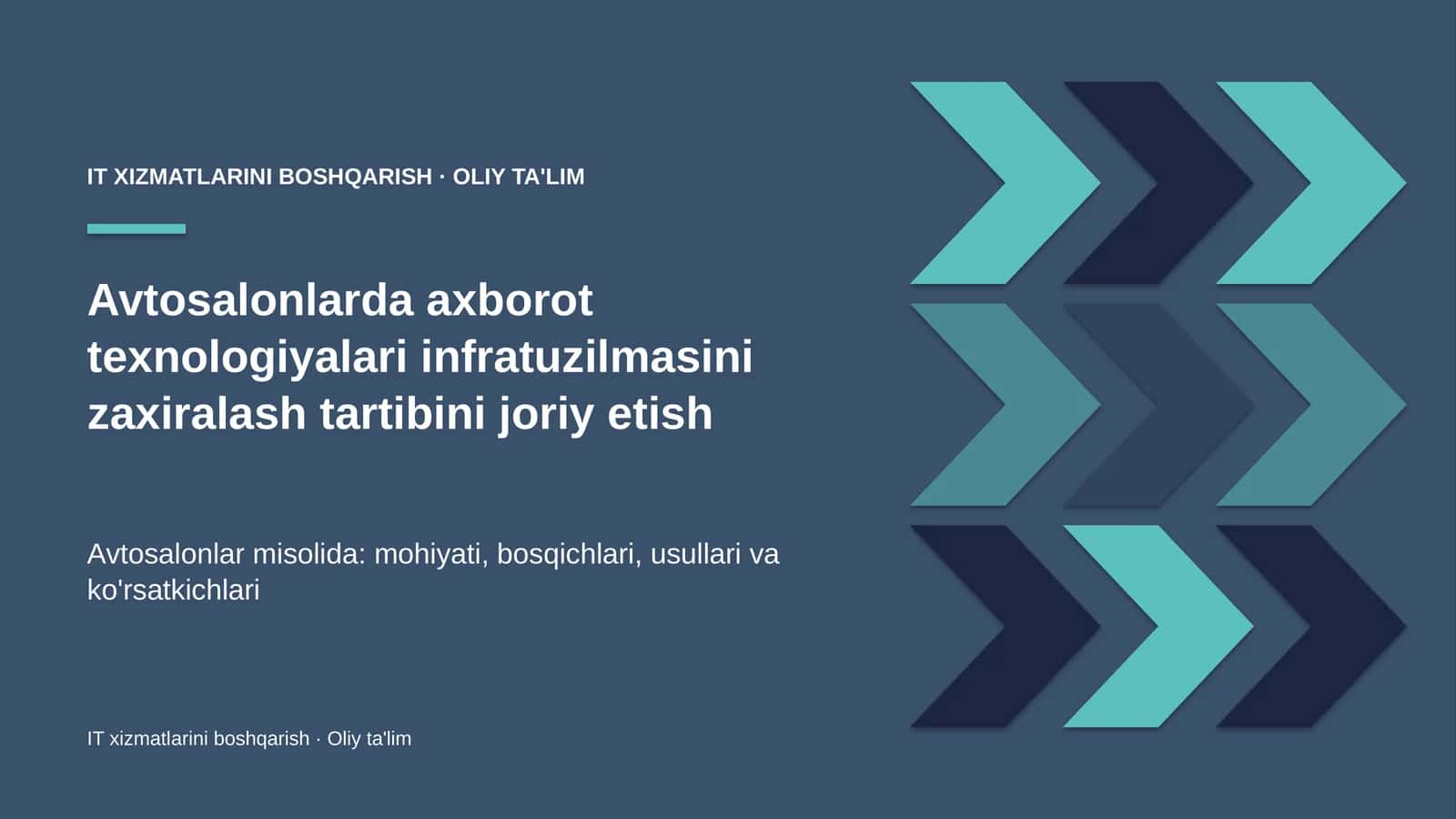 IT XIZMATLARINI BOSHQARISH · OLIY TA'LIM