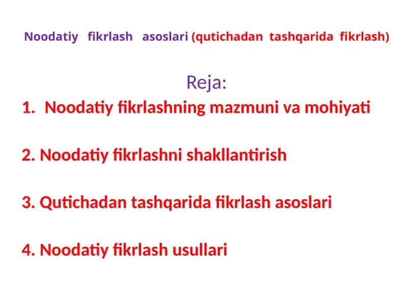Noodatiy Fikrlash
