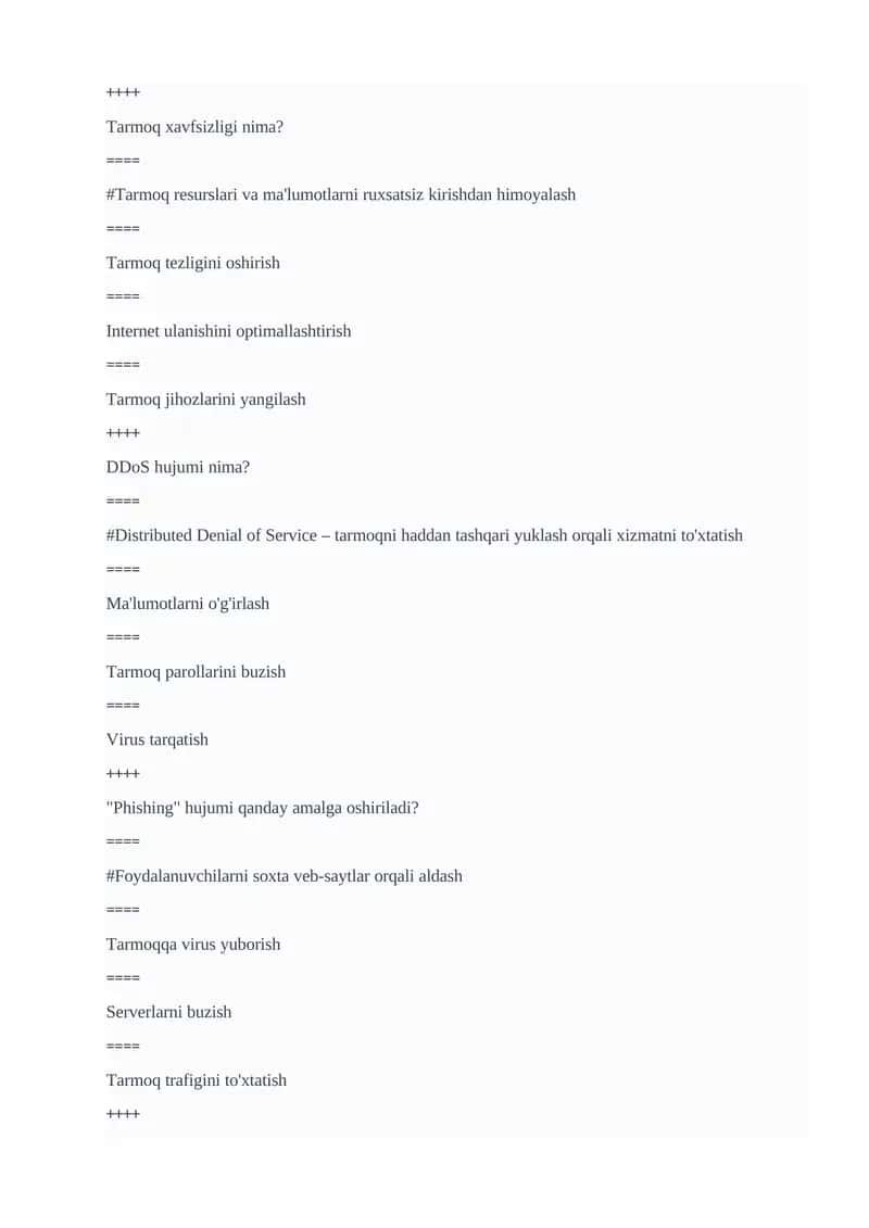 Tarmoq xavfsizligi nima?